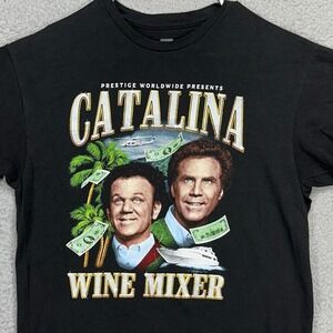 Step Brothers Mens Catalina Wine Mixer T-Shirt Large Black Graphic‎ Print Tee